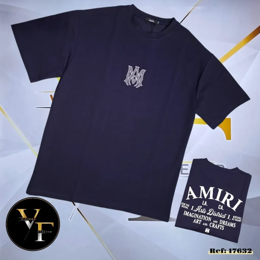 [FA17632AS] Franelas Oversize Amiri 17632 (S, AZUL MARINO)