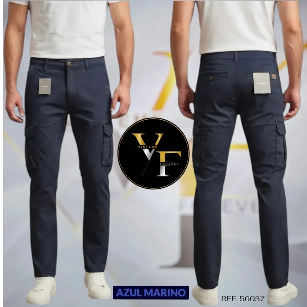 [PC6037A30] Pantalon Cargo Estivaneli 56039 (AZUL MARINO, 30)